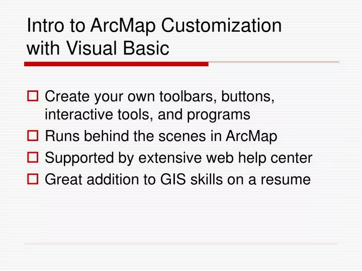 intro to arcmap customization with visual basic