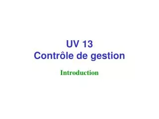 UV 13 Contrôle de gestion