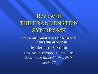 Review of THE FRANKENSTEIN SYNDROME