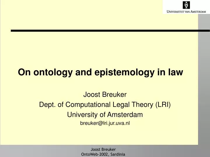 on ontology and epistemology in law