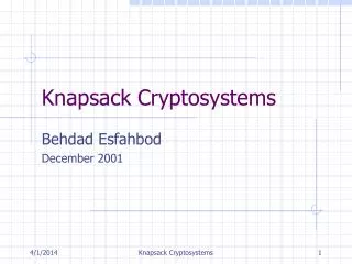 Knapsack Cryptosystems