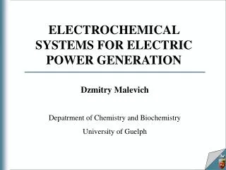 ELECTROCHEMICAL SYSTEMS FOR ELECTRIC POWER GENERATION
