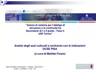 &quot;Azione di sistema per l'obbligo di istruzione e la continuità fra Secondarie di I e II grado - Fase 2- USP Torino&