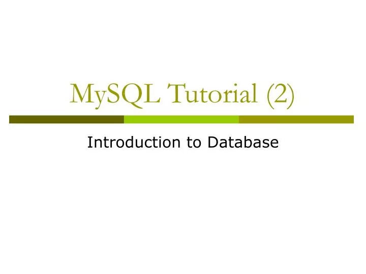 mysql tutorial 2