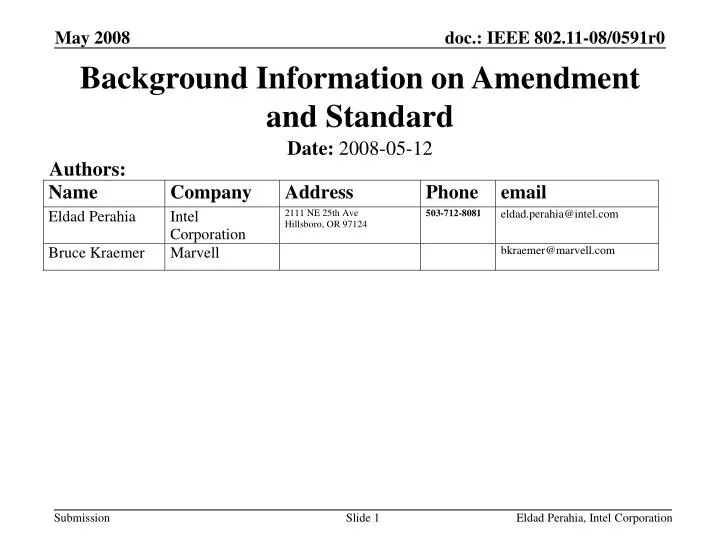 background information on amendment and standard