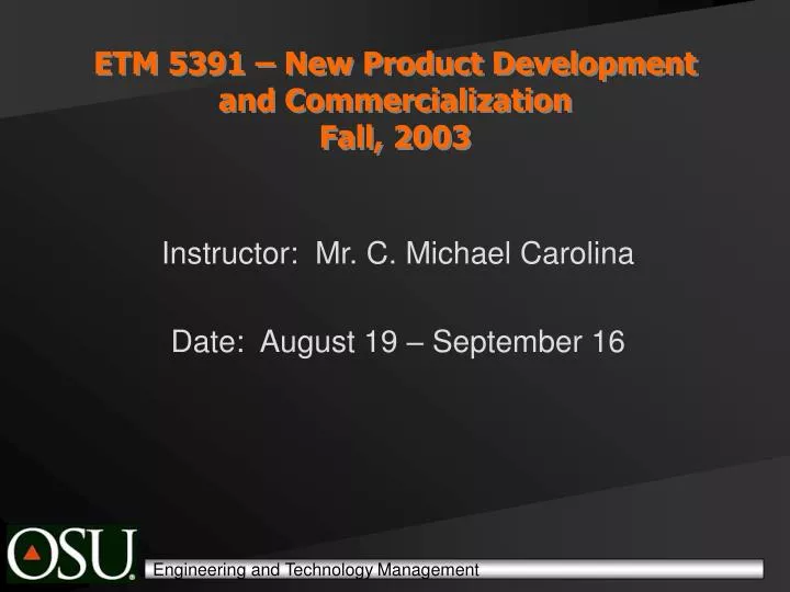 etm 5391 new product development and commercialization fall 2003