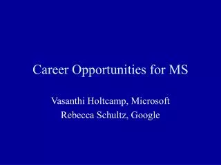 Career Opportunities for MS