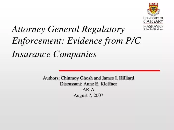 attorney general regulatory enforcement evidence from p c insurance companies