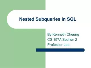 Nested Subqueries in SQL
