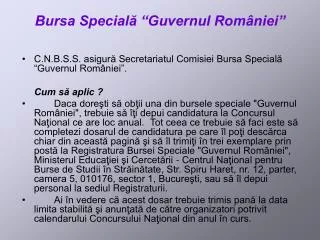 Bursa Specială “Guvernul României”