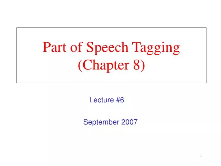 part of speech tagging chapter 8
