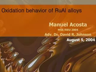 Oxidation behavior of RuAl alloys