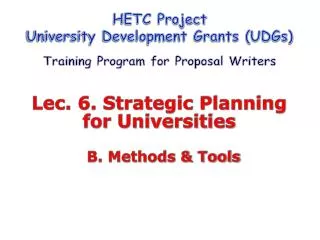 Lec. 6. Strategic Planning for Universities