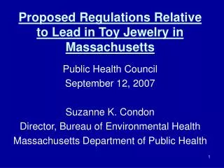 Proposed Regulations Relative to Lead in Toy Jewelry in Massachusetts
