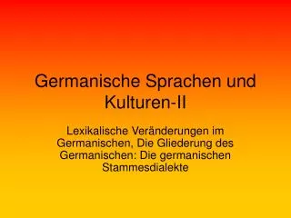 Germanische Sprachen und Kulturen -II