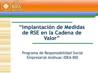 “Implantación de Medidas de RSE en la Cadena de Valor”