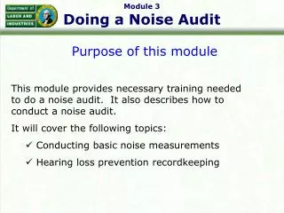 Module 3 Doing a Noise Audit