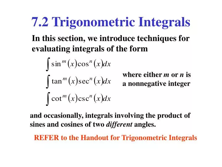 7 2 trigonometric integrals