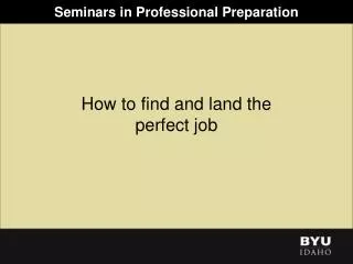Seminars in Professional Preparation