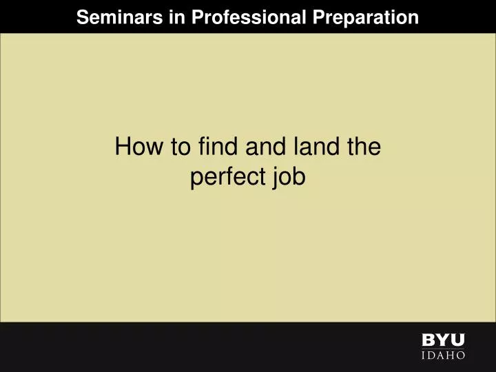 seminars in professional preparation