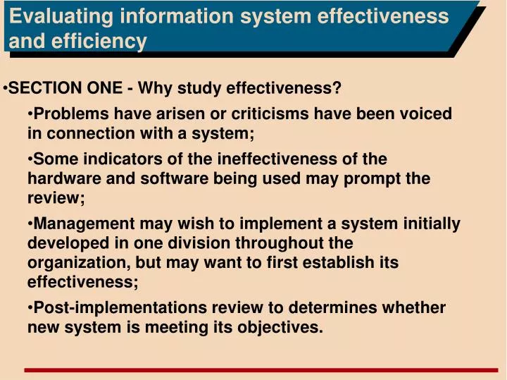 evaluating information system effectiveness and efficiency