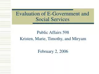 Evaluation of E-Government and Social Services