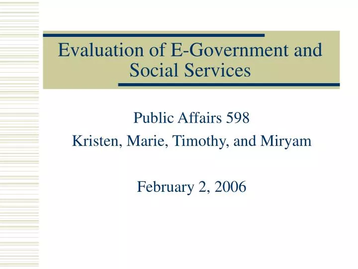 evaluation of e government and social services