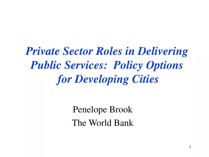 private sector roles in delivering public services policy options for developing cities