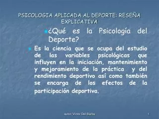 psicologia aplicada al deporte rese a explicativa