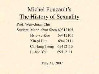 Michel Foucault’s The History of Sexuality