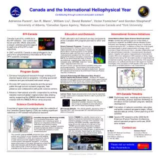 Canada and the International Heliophysical Year