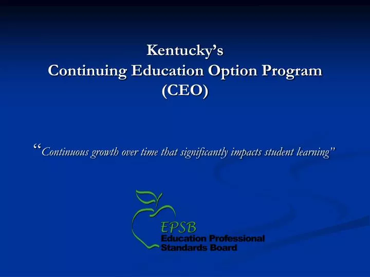 kentucky s continuing education option program ceo