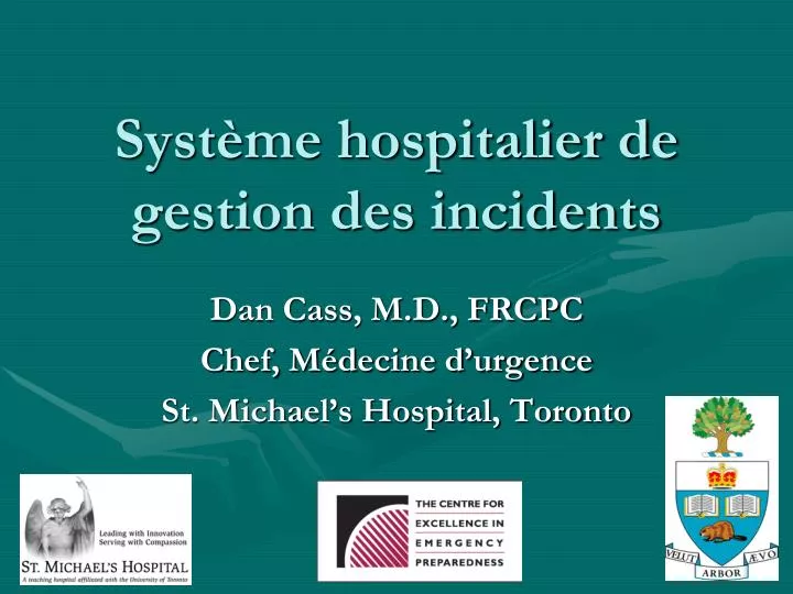 syst me hospitalier de gestion des incidents