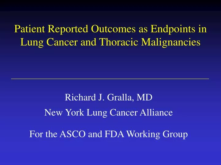 patient reported outcomes as endpoints in lung cancer and thoracic malignancies