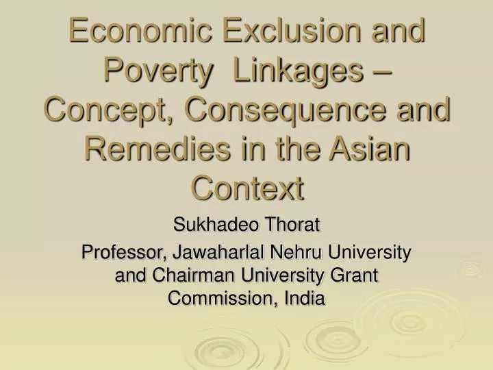 economic exclusion and poverty linkages concept consequence and remedies in the asian context