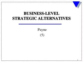 BUSINESS-LEVEL STRATEGIC ALTERNATIVES