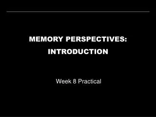 MEMORY PERSPECTIVES: INTRODUCTION