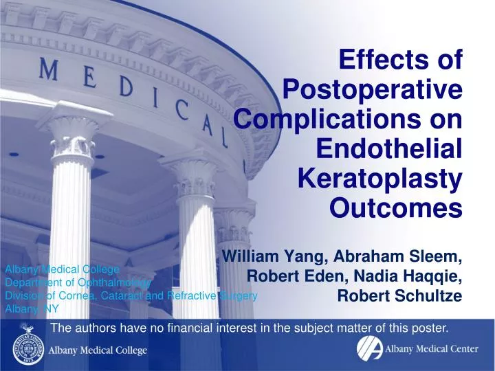 effects of postoperative complications on endothelial keratoplasty outcomes