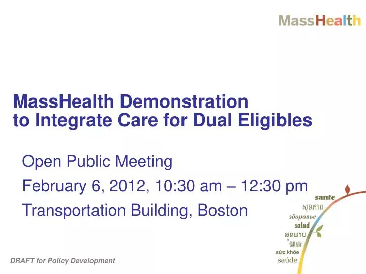 masshealth demonstration to integrate care for dual eligibles