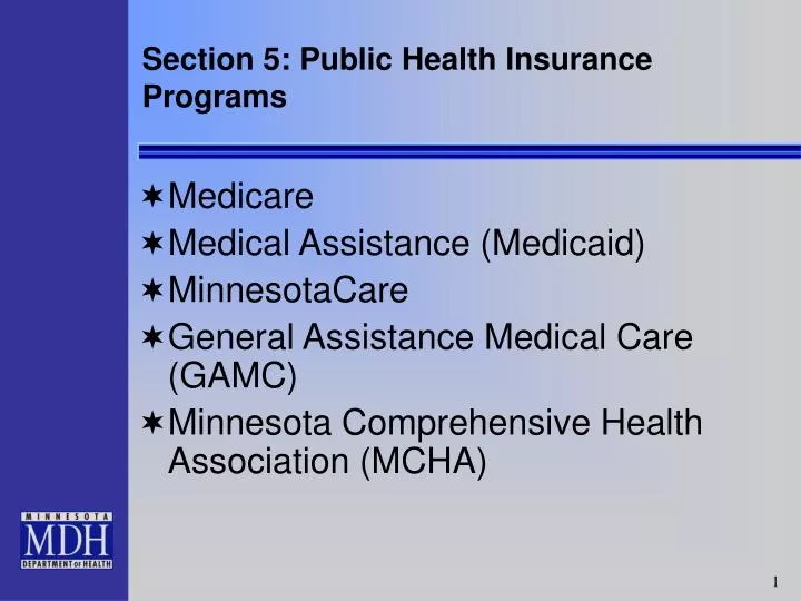 section 5 public health insurance programs