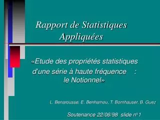rapport de statistiques appliqu es