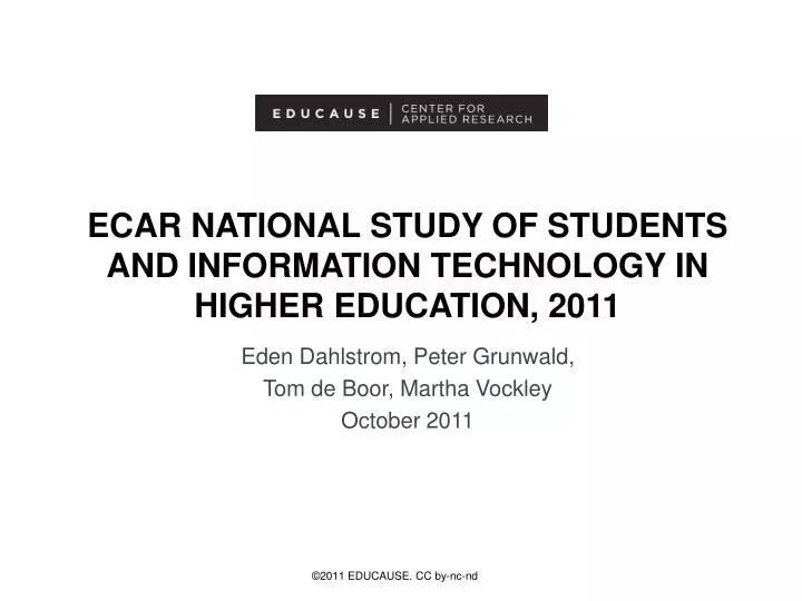 ecar national study of students and information technology in higher education 2011