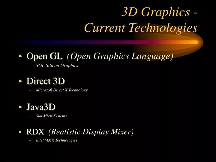 3d graphics current technologies