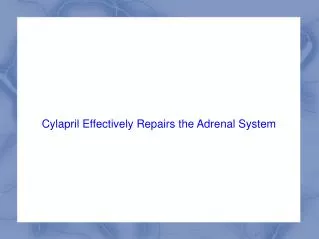 Cylapril Effectively Repairs the Adrenal System