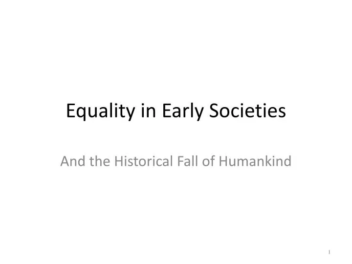 equality in early societies