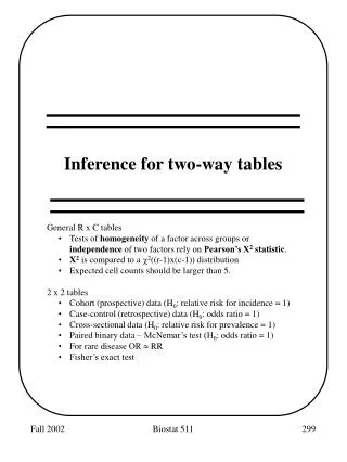 Inference for two-way tables