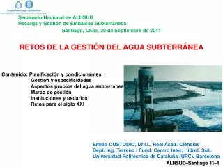 Seminario Nacional de ALHSUD Recarga y Gestión de Embalses Subterráneos