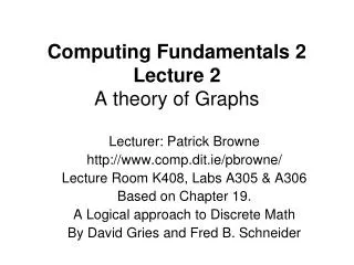 Computing Fundamentals 2 Lecture 2 A theory of Graphs
