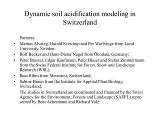 Dynamic soil acidification modeling in Switzerland