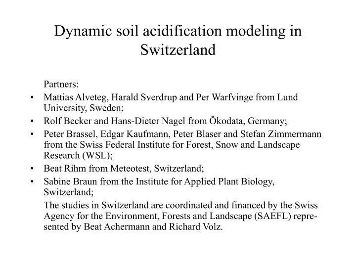 dynamic soil acidification modeling in switzerland